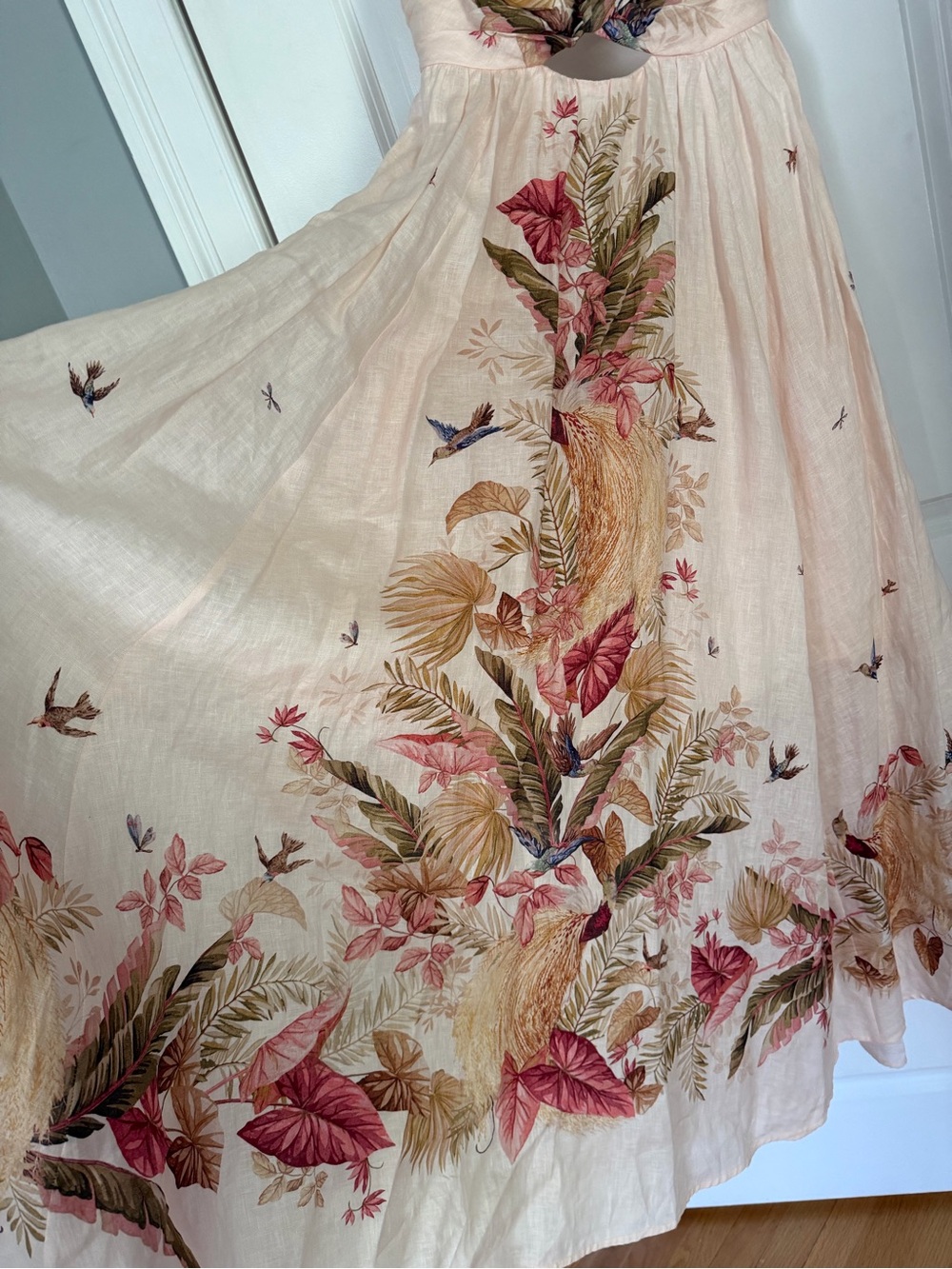 Zimmermann Ascension Twist Front Dress Palm Floral Linen Silk Maxi US 10 NWOT - Picture 3 of 16